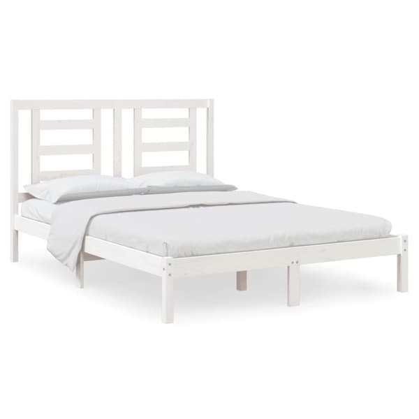 sengeramme 140x200 cm massivt fyrretræ hvid