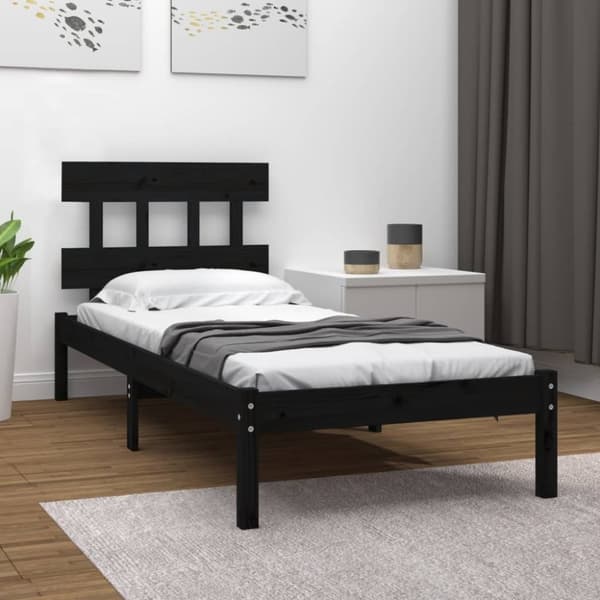 sengeramme 75x190 cm Small Single massivt træ sort