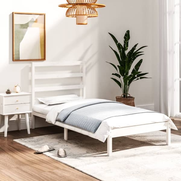 sengeramme 90x190 cm Single massivt træ hvid