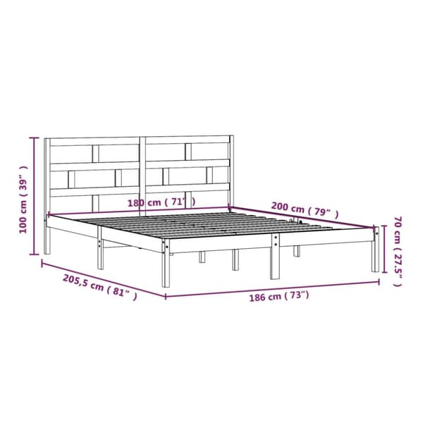 sengeramme 180x200 cm Super King massivt træ