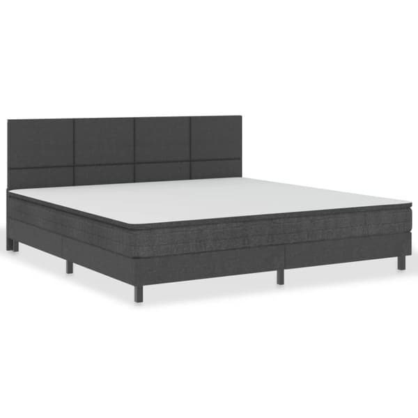 seng med boxmadras 200x200 cm stof mørkegrå