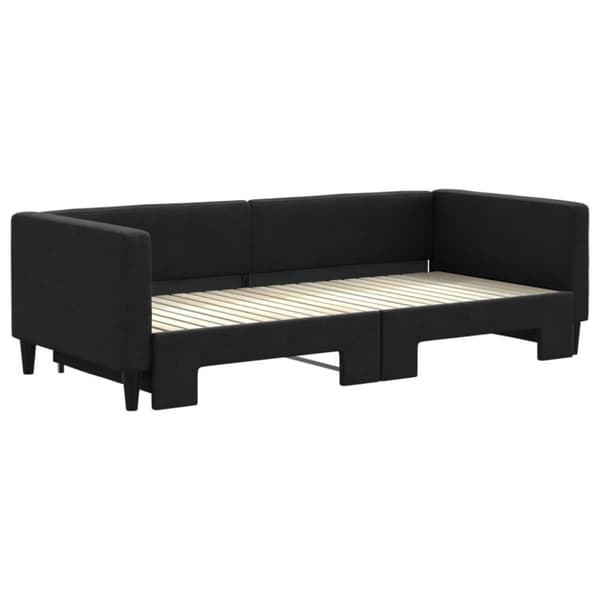 daybed med udtræk 90x200 cm stof sort
