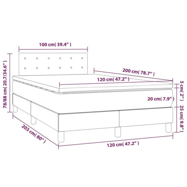 Ramsäng med madrass & LED svart 120x200 cm konstläder