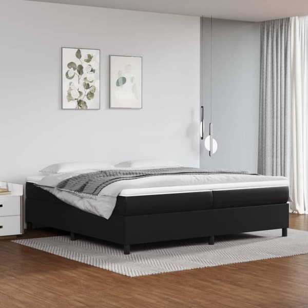 kontinentalseng med madras 200x200 cm kunstlæder sort