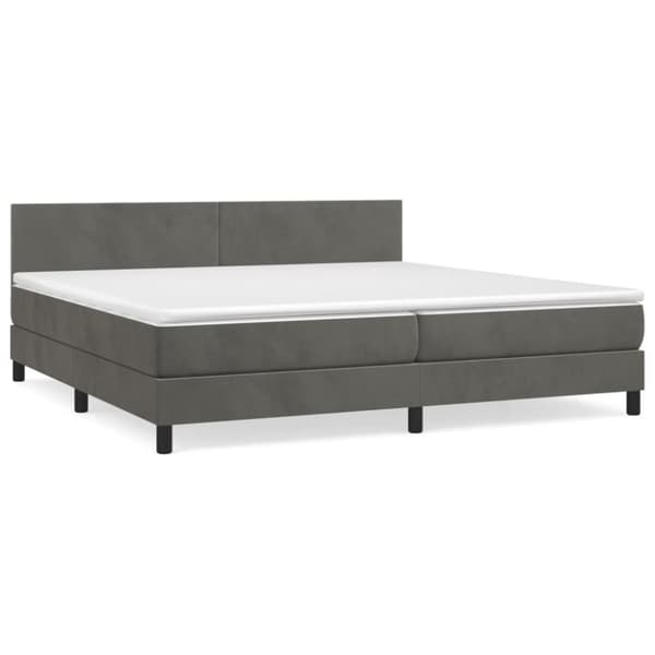 Ramsäng med madrass mörkgrå 200x200 cm sammet