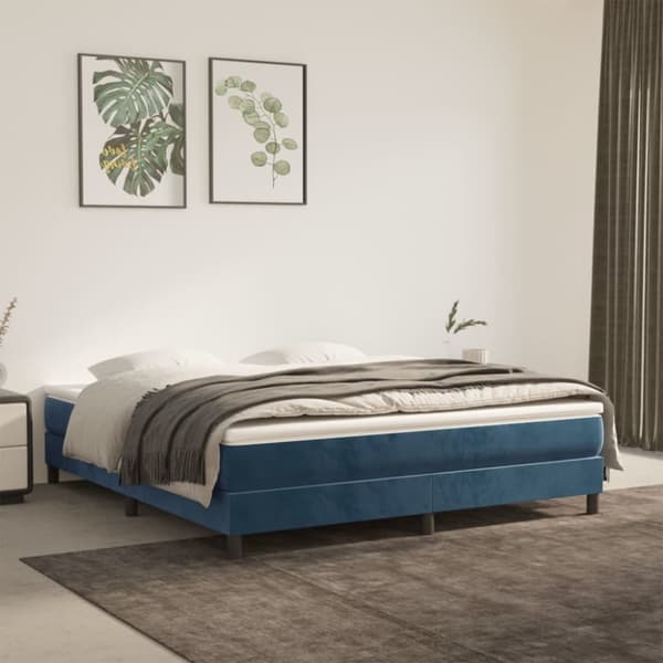 kontinentalseng med madras 180x200 cm fløjl mørkeblå