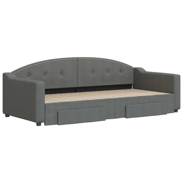 daybed med udtræk og skuffer 90x200 cm stof mørkegrå