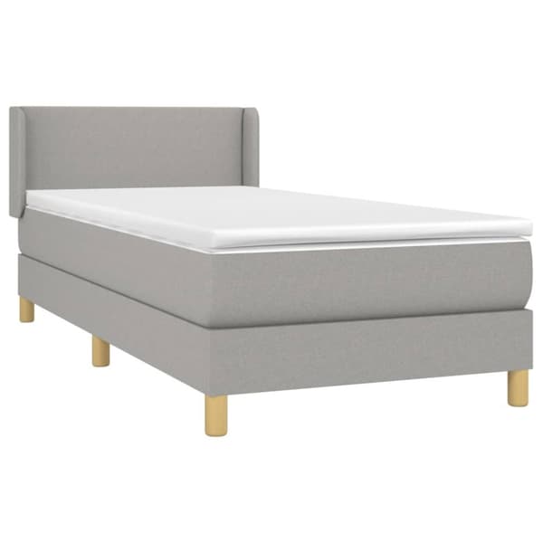 Ramsäng med madrass ljusgrå 90x200 cm tyg