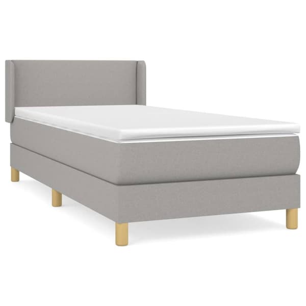 Ramsäng med madrass ljusgrå 90x200 cm tyg