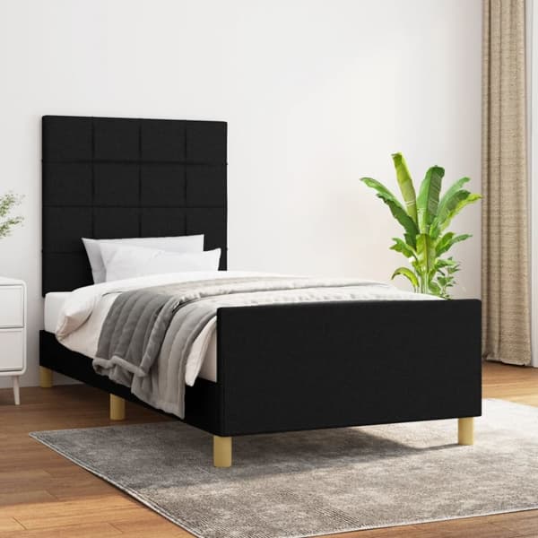 sengeramme med sengegavl 100x200 cm stof sort