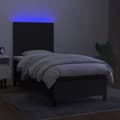 Miniatyrbillede 4 af 8: kontinentalseng med LED-lys 90x190 cm stof sort
