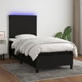 Miniatyrbillede 1 af 8: kontinentalseng med LED-lys 90x190 cm stof sort