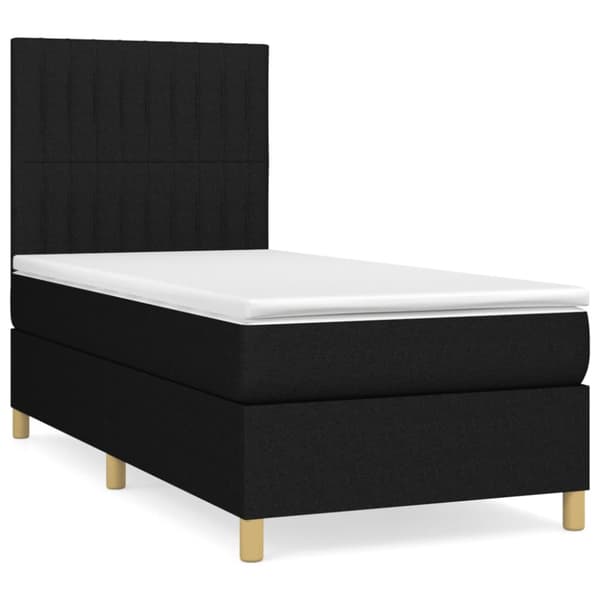 kontinentalseng med madras 90x190 cm stof sort