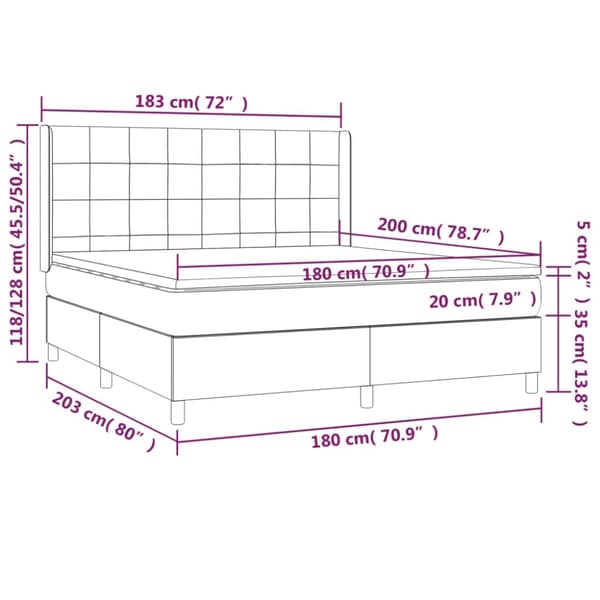 kontinentalseng med madras 180x200 cm stof sort