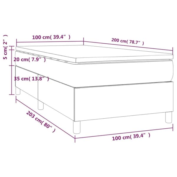 kontinentalseng 100x200 cm stof cremefarvet
