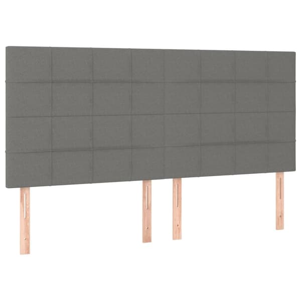 kontinentalseng med LED-lys 180x200 cm stof mørkegrå