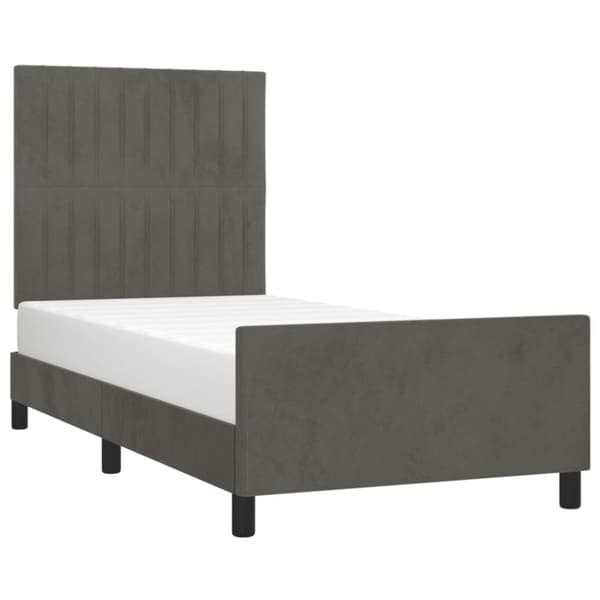 sengeramme med sengegavl 90x200 cm fløjl mørkegrå