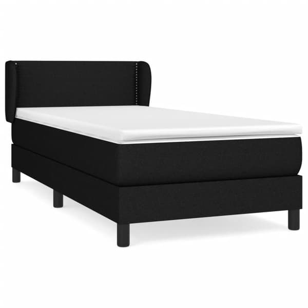 Ramsäng med madrass svart 90x190 cm tyg