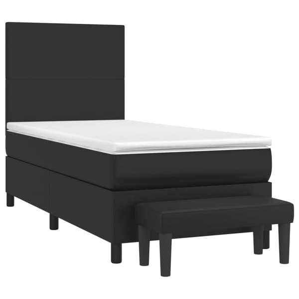 Ramsäng med madrass svart 80x200 cm konstläder