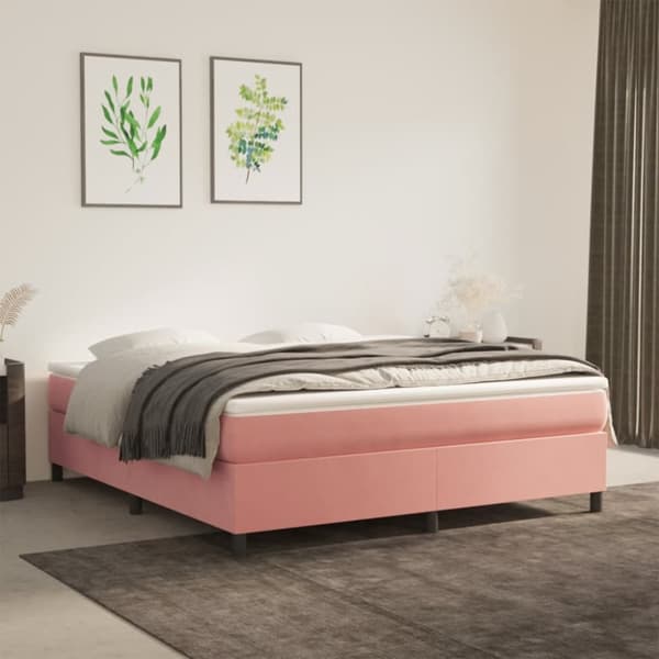 sengeramme 180x200 cm fløjl pink
