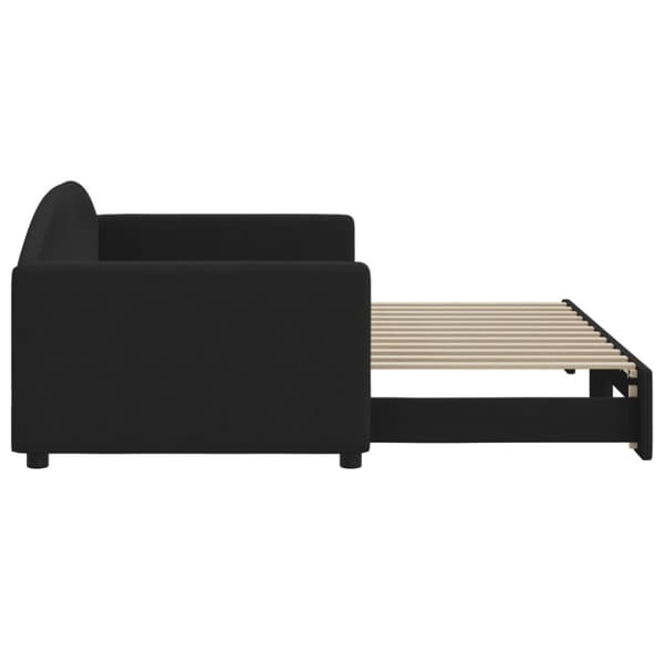 daybed med udtræk 90x200 cm stof sort