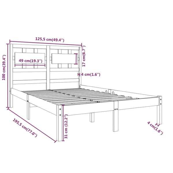 sengeramme 120x190 cm Small Double massivt træ hvid