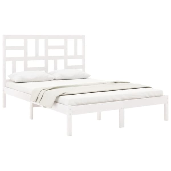 sengeramme 135x190 cm dobbelt massivt træ hvid