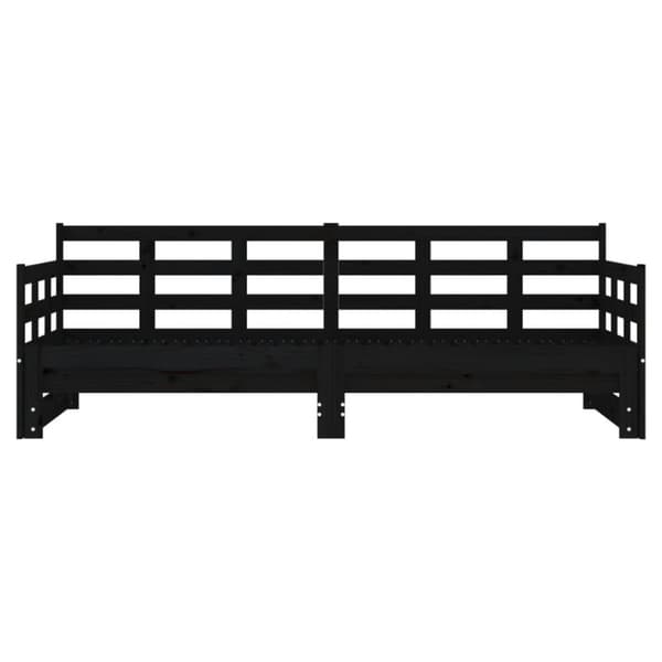 daybed med udtræk 2x(90x190) cm massivt fyrretræ sort