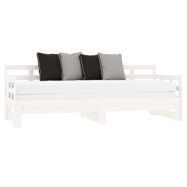 daybed med udtræk 2x(80x200) cm massivt fyrretræ hvid