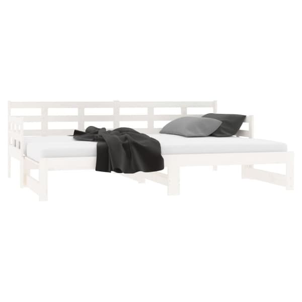daybed med udtræk 2x(80x200) cm massivt fyrretræ hvid
