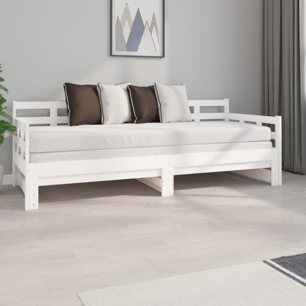 daybed med udtræk 2x(80x200) cm massivt fyrretræ hvid