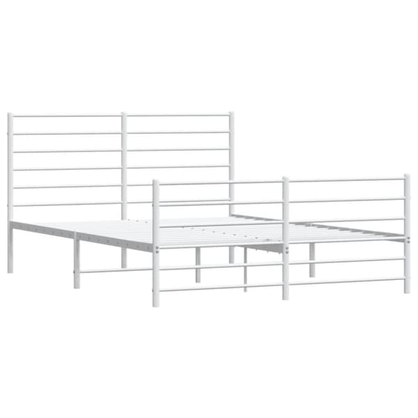 sengeramme med sengegavl og fodgærde 140x190 cm metal hvid