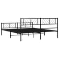 Miniatyrbillede 7 af 9: sengeramme med sengegavl og fodgærde 180x200 cm metal sort