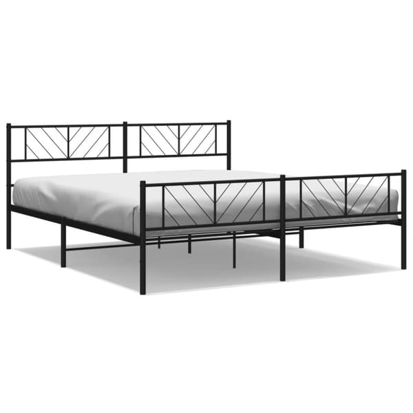 sengeramme med sengegavl og fodgærde 180x200 cm metal sort