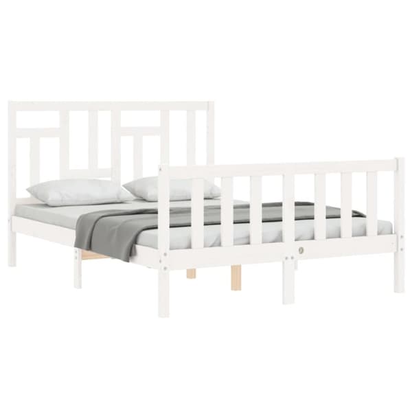 sengeramme med sengegavl 140x190 cm massivt træ hvid