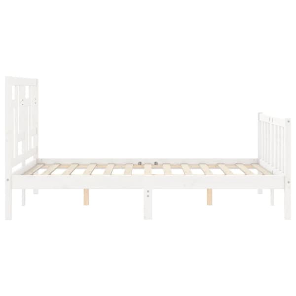 sengeramme med sengegavl 140x190 cm massivt træ hvid