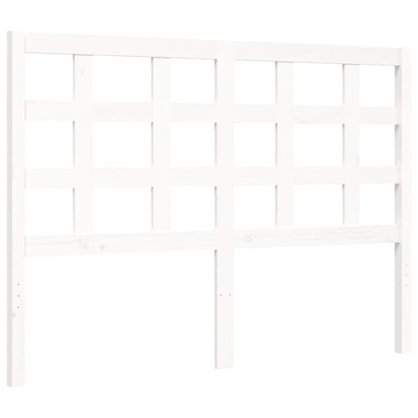 Sängram med huvudgavel vit 140x190 cm massivt trä