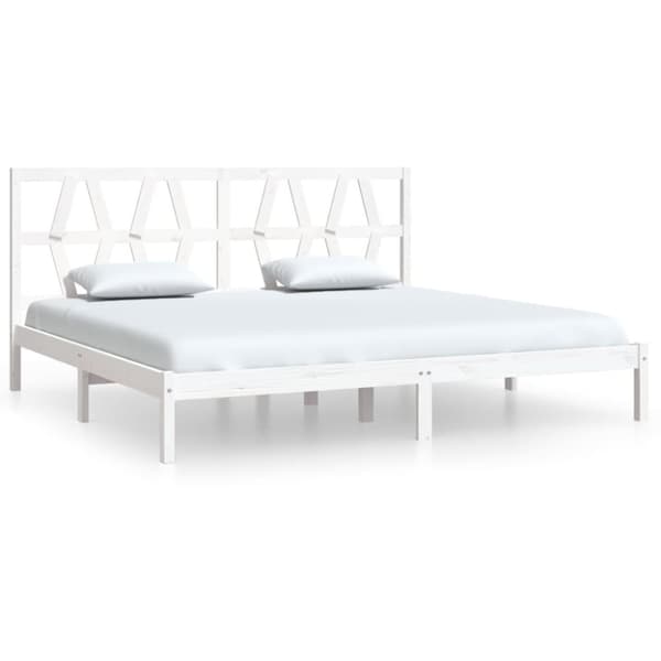 Sängram vit massiv furu 200x200 cm