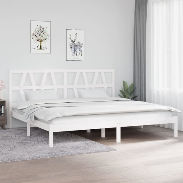 Sängram vit massiv furu 200x200 cm