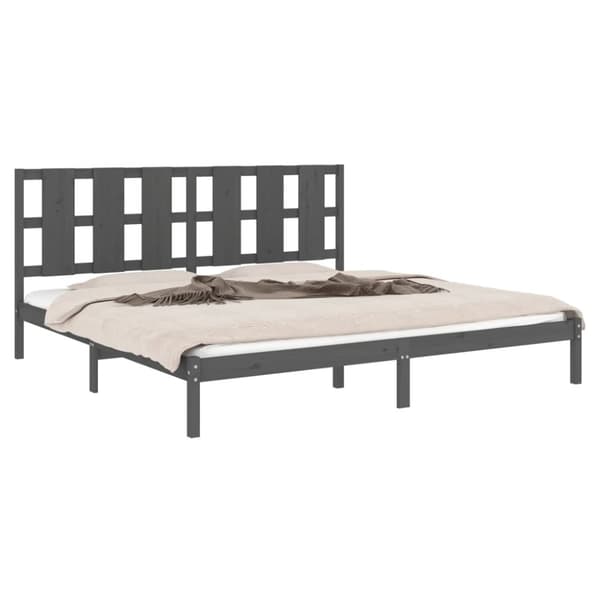 sengeramme 200x200 cm massivt fyrretræ grå