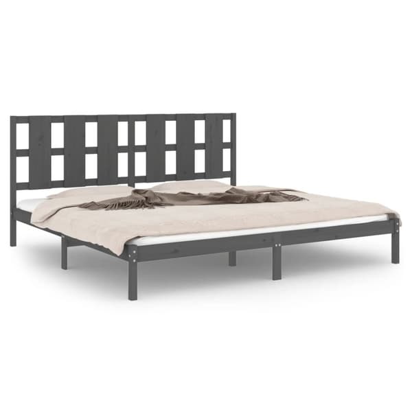 sengeramme 200x200 cm massivt fyrretræ grå