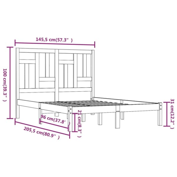 sengeramme 140x200 cm massivt fyrretræ