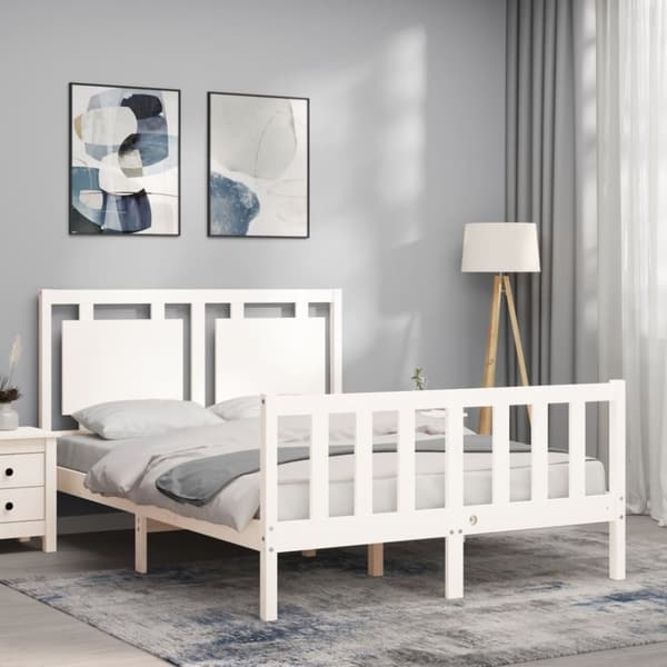 sengeramme med sengegavl 140x190 cm massivt træ hvid