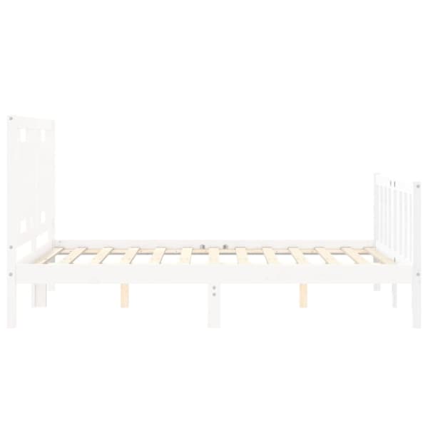 sengeramme med sengegavl 140x190 cm massivt træ hvid