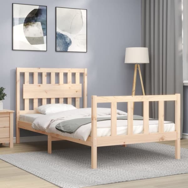 sengeramme med sengegavl 100x200 cm massivt træ