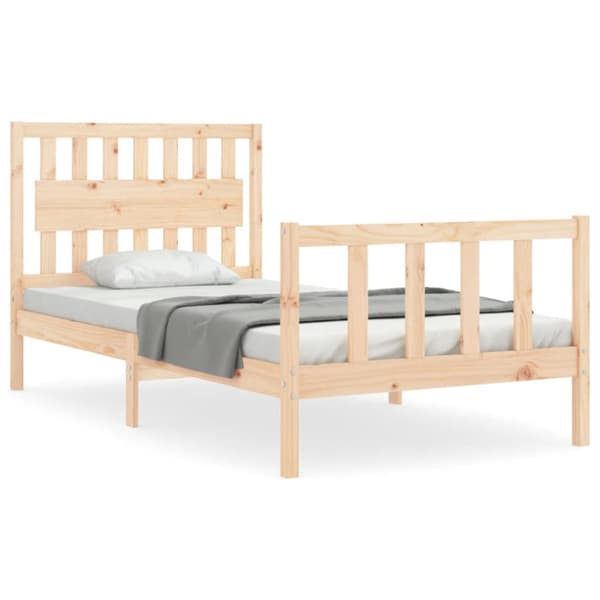 sengeramme med sengegavl 100x200 cm massivt træ