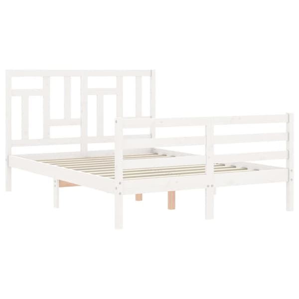 sengeramme med sengegavl Small Double massivt træ hvid