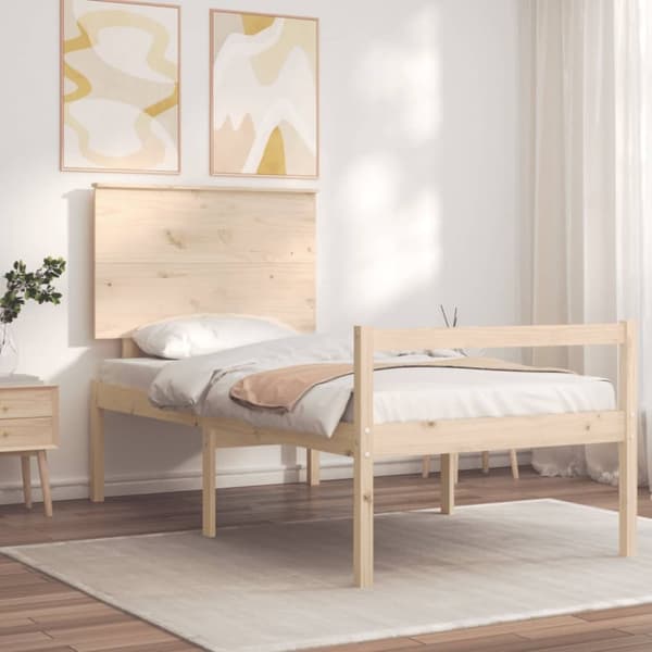 seniorseng med sengegavl 100x200 cm massivt træ
