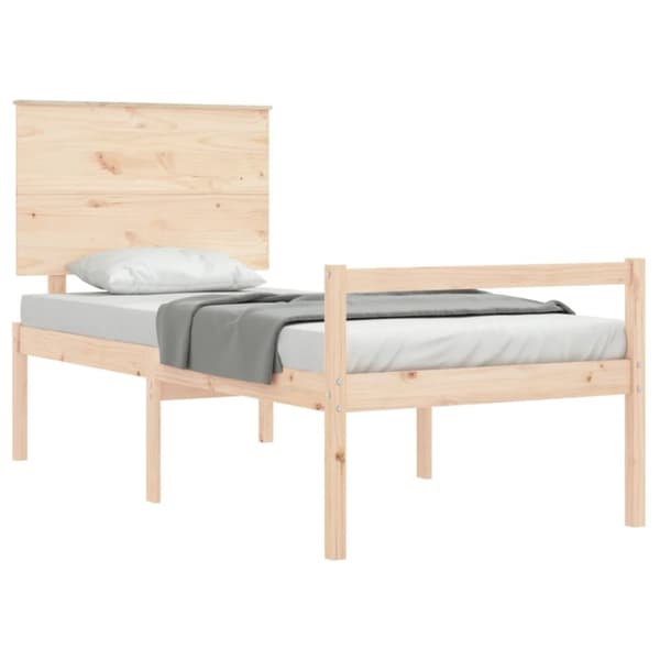 seniorseng med sengegavl 100x200 cm massivt træ