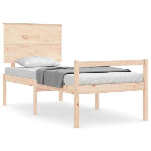 seniorseng med sengegavl 100x200 cm massivt træ